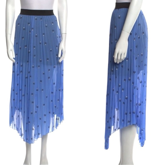 💕HP💕Maje jengo has pleated heart print midi blue skirt - Picture 2 of 7